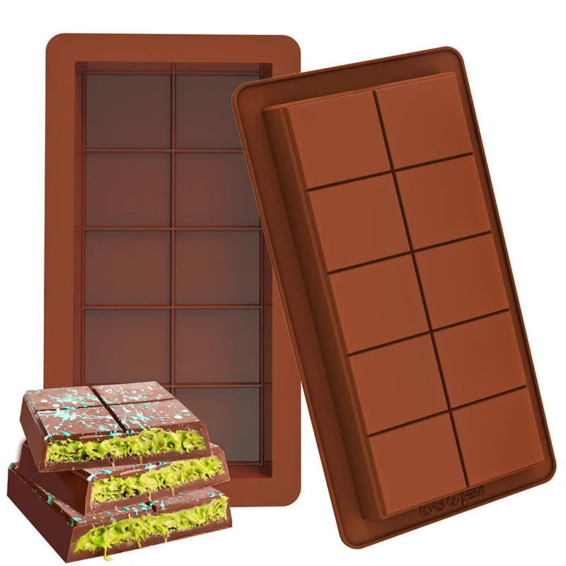 Moule tablette chocolat silicone  avec plusieurs compartiments pour des barres de chocolat
