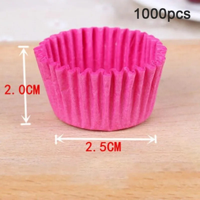 Moules à Cupcakes en Papier – 1000 Mini Moules Jetables Écologiques rose de 2,5 cm x 2 cm pour pâtisserie
