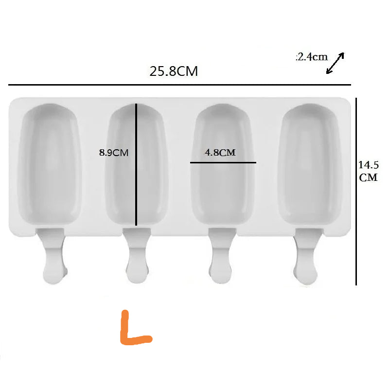 Moules Silicone Glace – Antiadhésif, Réutilisable & Sain pour préparer des glaces maison avec quatre compartiments