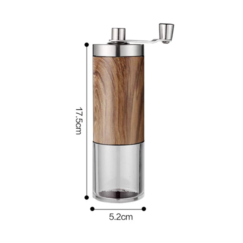 Moulin à Café Manuel Portable avec corps en bois et réservoir transparent de 175 cm de hauteur