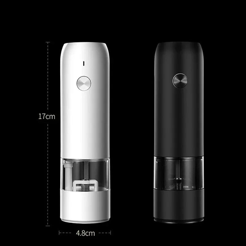 Moulin à Épices Électrique Rechargeable blanc et noir Ustensile de chef avec design compact