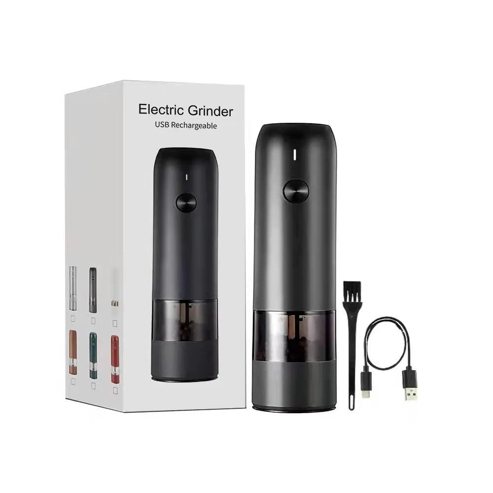 Moulin à Épices Électrique Rechargeable noir avec câble USB et brosse de nettoyage Ustensile de chef