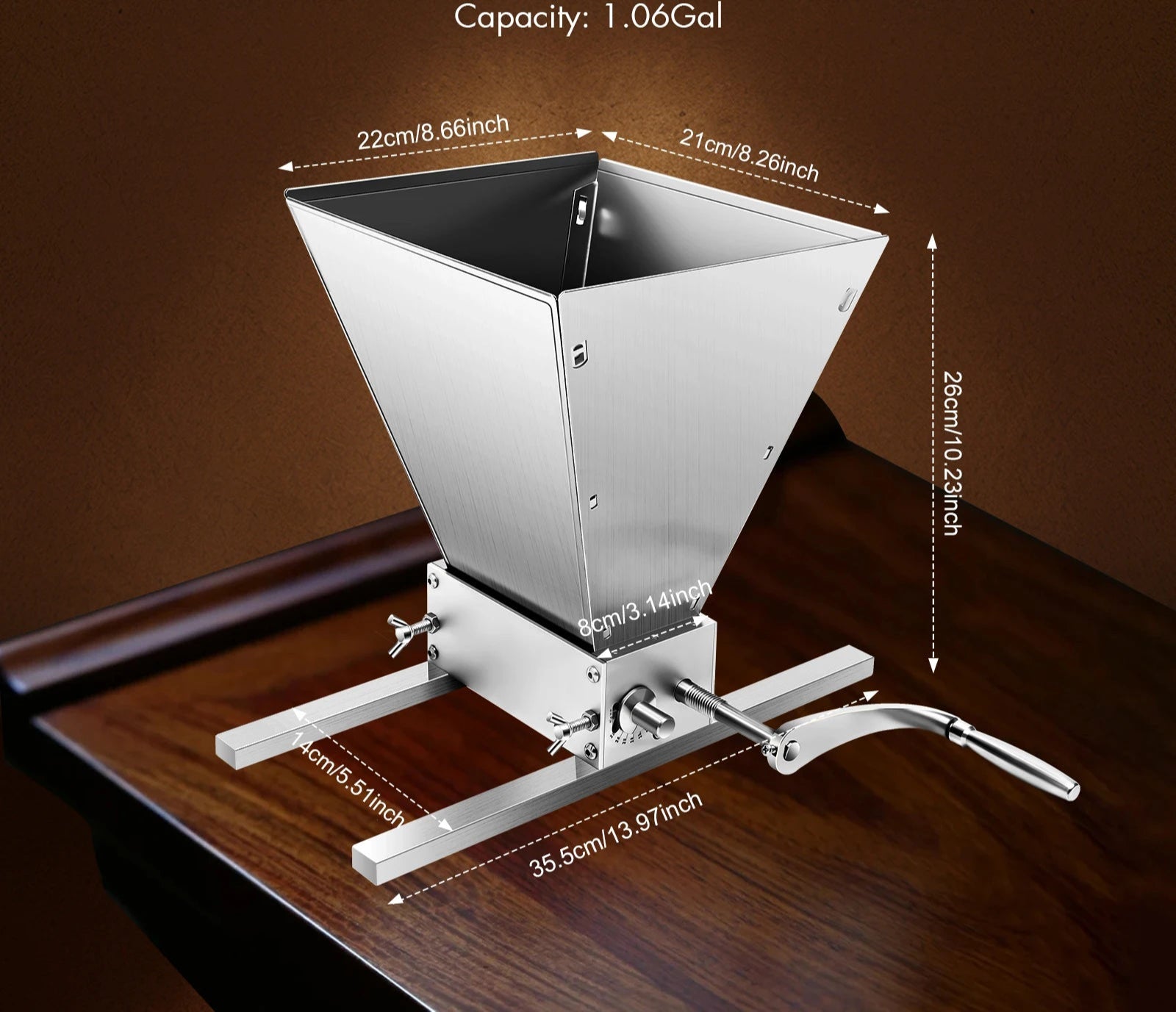 Moulin à Grains 2-en-1 Manuel & Électrique en acier inoxydable pour cuisine avec capacité de 1,06 gal