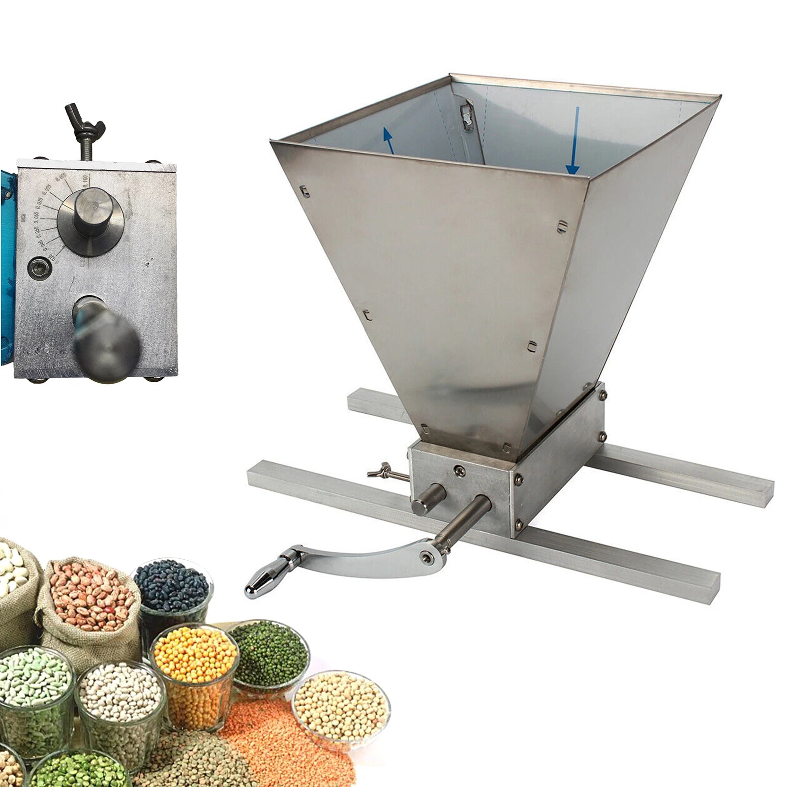 Moulin à Grains 2-en-1 Manuel & Électrique en acier inoxydable avec poignée et différents grains