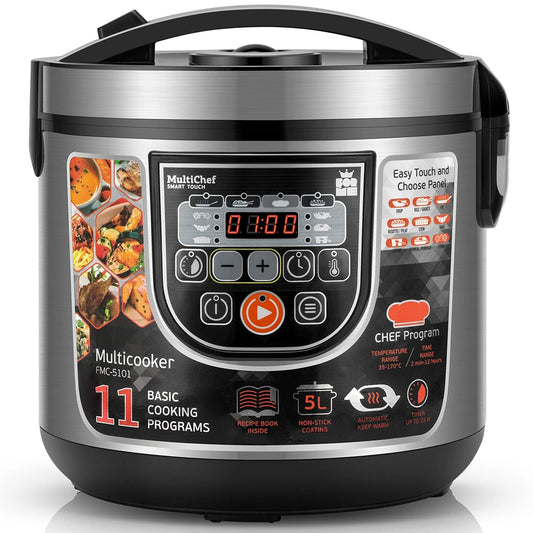 Multicuiseur électrique 5L – Cuiseur Riz, Vapeur, Soupe, Programmable avec écran numérique et 11 programmes de cuisson