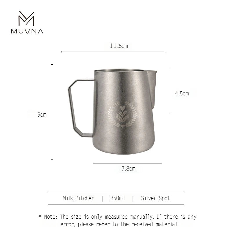 Pichet à Lait Muvna en acier inoxydable de 350 ml avec une finition argentée élégante
