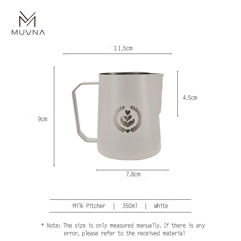 Pichet à Lait Muvna en blanc de 350ml avec une poignée ergonomique et un design élégant