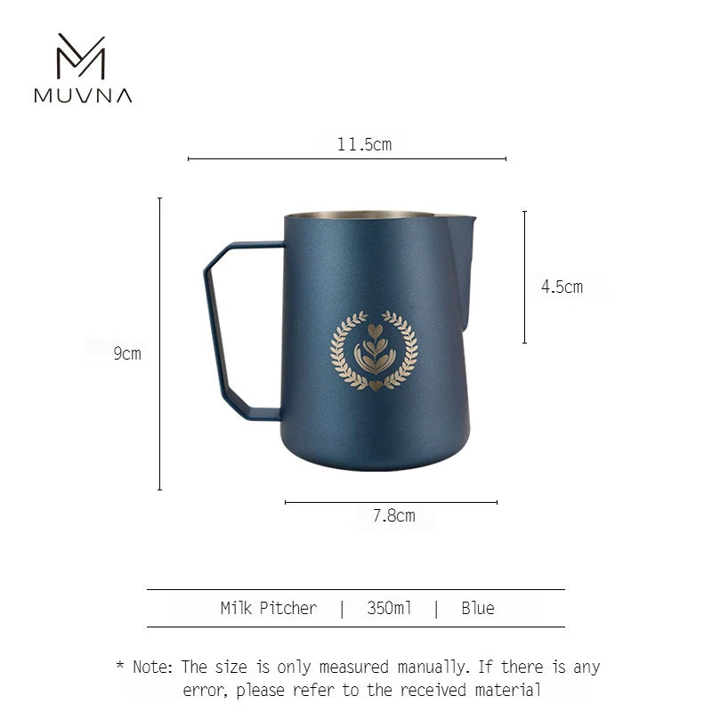 Pichet à Lait Muvna en bleu de 350ml avec une poignée ergonomique et design élégant