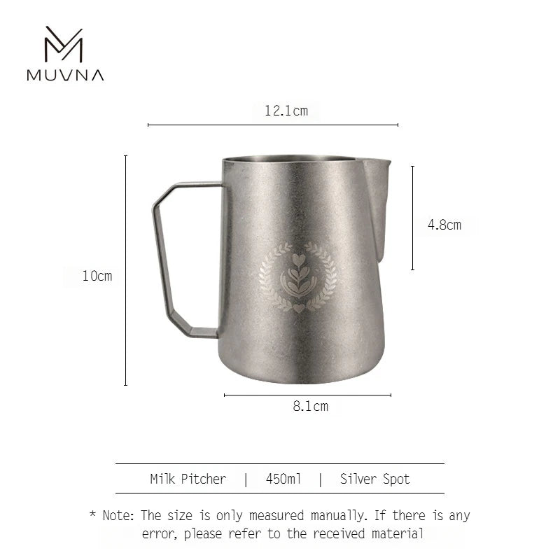 Pichet à Lait Muvna en acier inoxydable de 450 ml avec un design élégant et poignée confortable