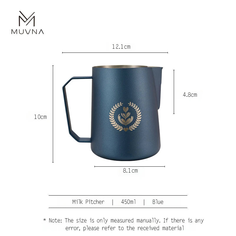 Pichet à Lait Muvna en bleu de 450 ml avec design élégant et anse ergonomique