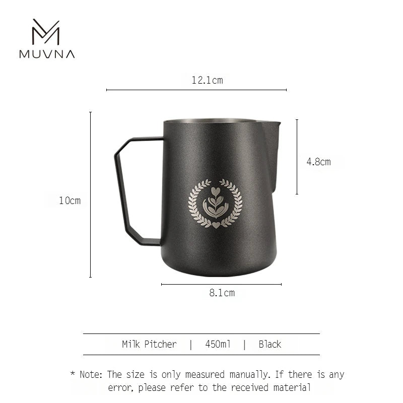Pichet à Lait Muvna noir de 450ml avec anse ergonomique et design élégant