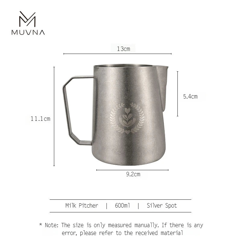 Pichet à Lait Muvna en acier inoxydable de 600 ml avec une finition argentée élégante