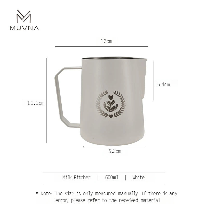 Pichet à Lait Muvna en blanc de 600ml avec design élégant et dimensions pratiques