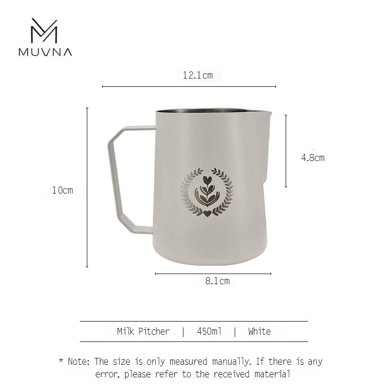 Pichet à Lait Muvna blanc de 450 ml avec design élégant et poignée ergonomique
