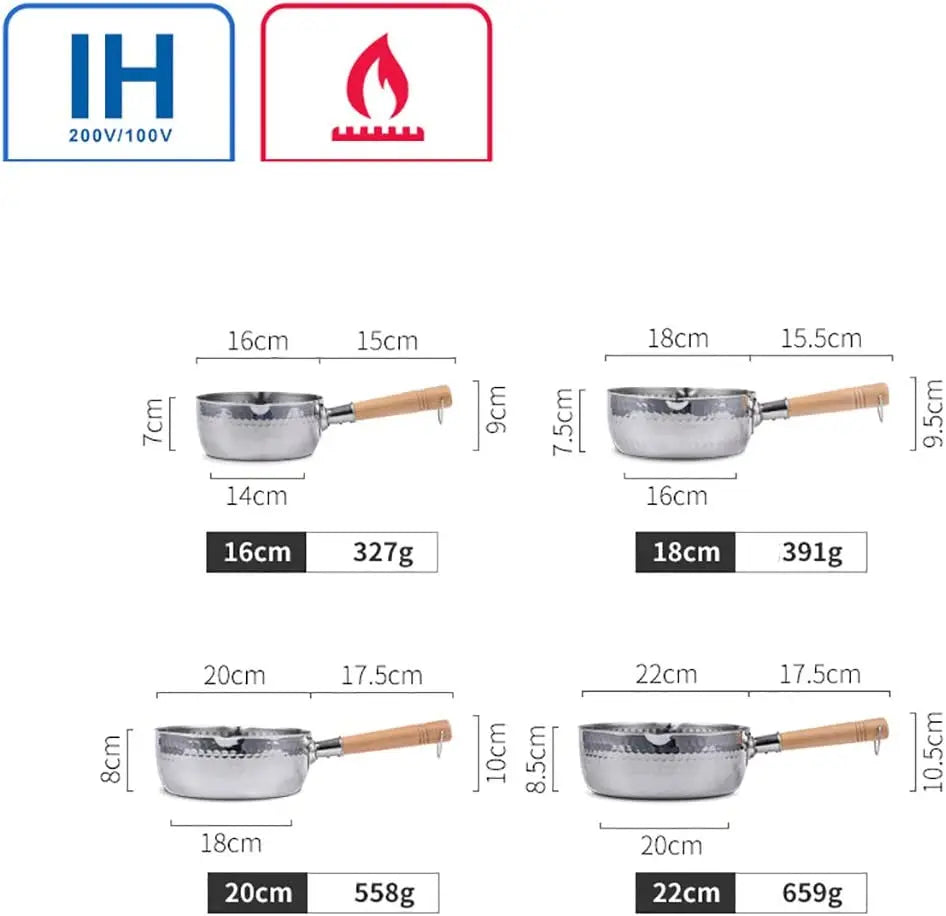 Casserole Inox avec Couvercle Verre de différentes tailles avec poignée bois pour cuisson