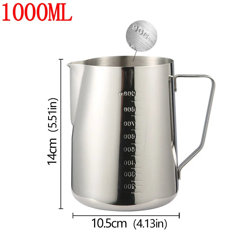 Pichet Mousseur à Lait Inox – Spécial Latte Art de 1000ML avec graduation pour doser facilement le lait