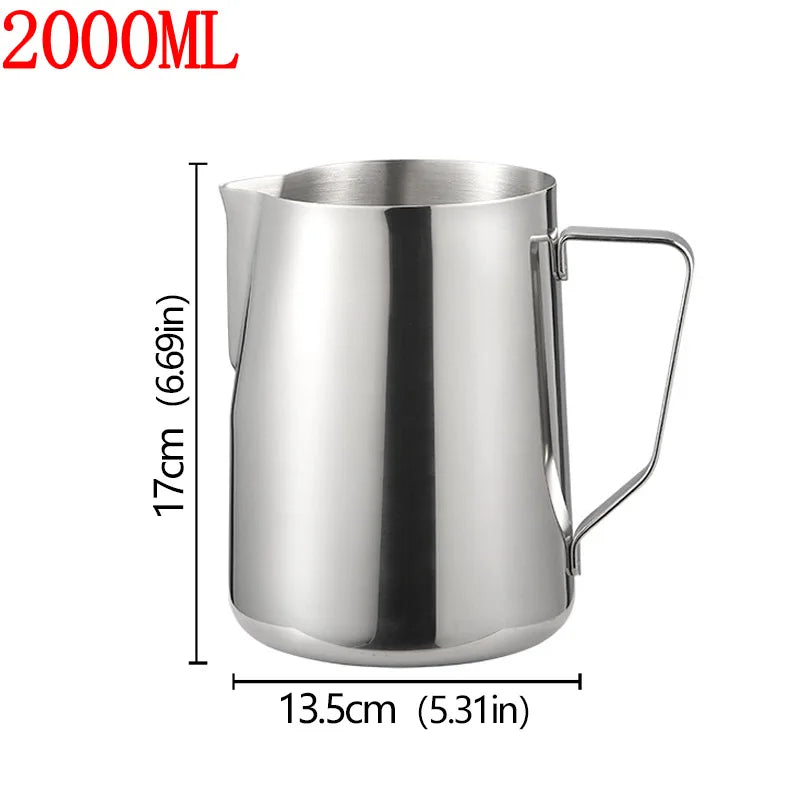 Pichet Mousseur à Lait Inox 2000ML pour préparer des boissons latte art avec précision