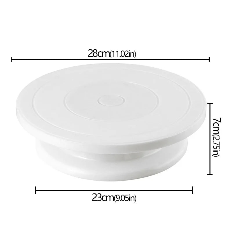 Plateau Tournant Pâtisserie – Rotation 360° Antidérapante blanc dimensions 28 cm et hauteur 7 cm