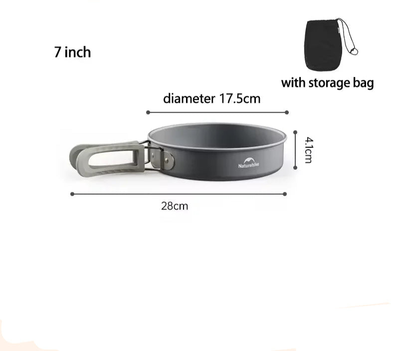 Poêle grise pliable 7 pouces avec sac de rangement Batterie de Cuisine Camping Naturehike
