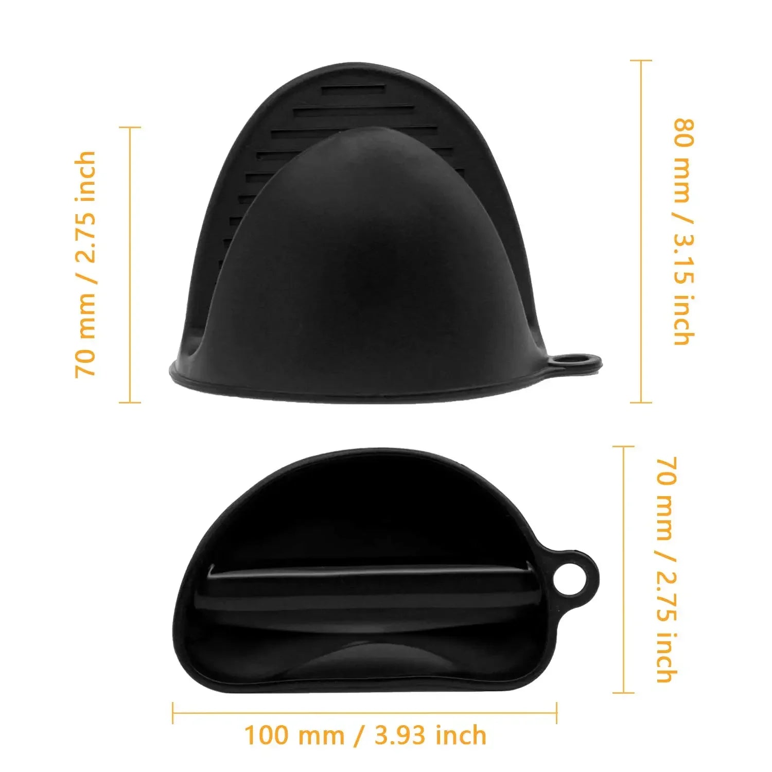 Gants de Cuisine Silicone Anti Chaleur x2 noirs pour protection mains antidérapante et résistante à la chaleur