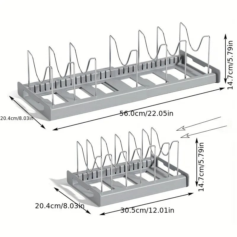 Organisateur de Casseroles Extensible – Séparateur Réglable en gris pour un rangement facile des casseroles