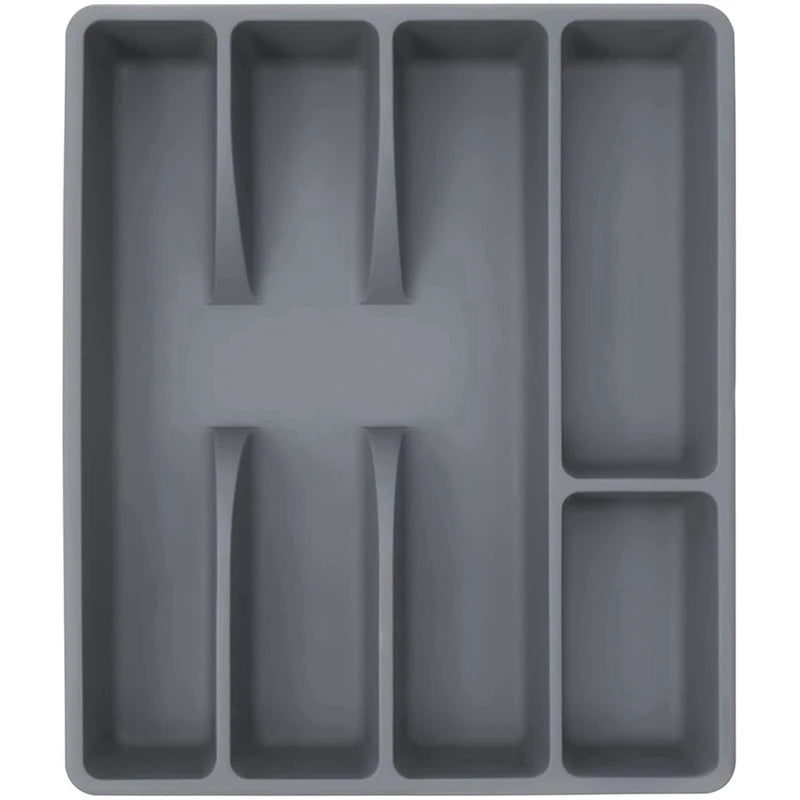 Organisateur de Couverts – Rangement Compact et Pratique en plastique gris pour ustensiles de cuisine