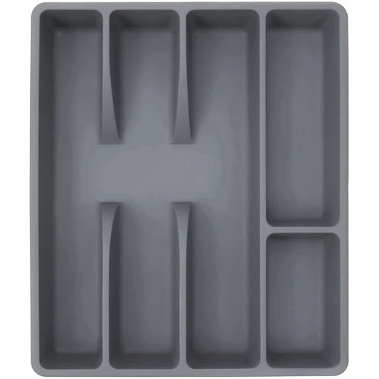 Organisateur de Couverts – Rangement Compact et Pratique en plastique gris pour ustensiles de cuisine