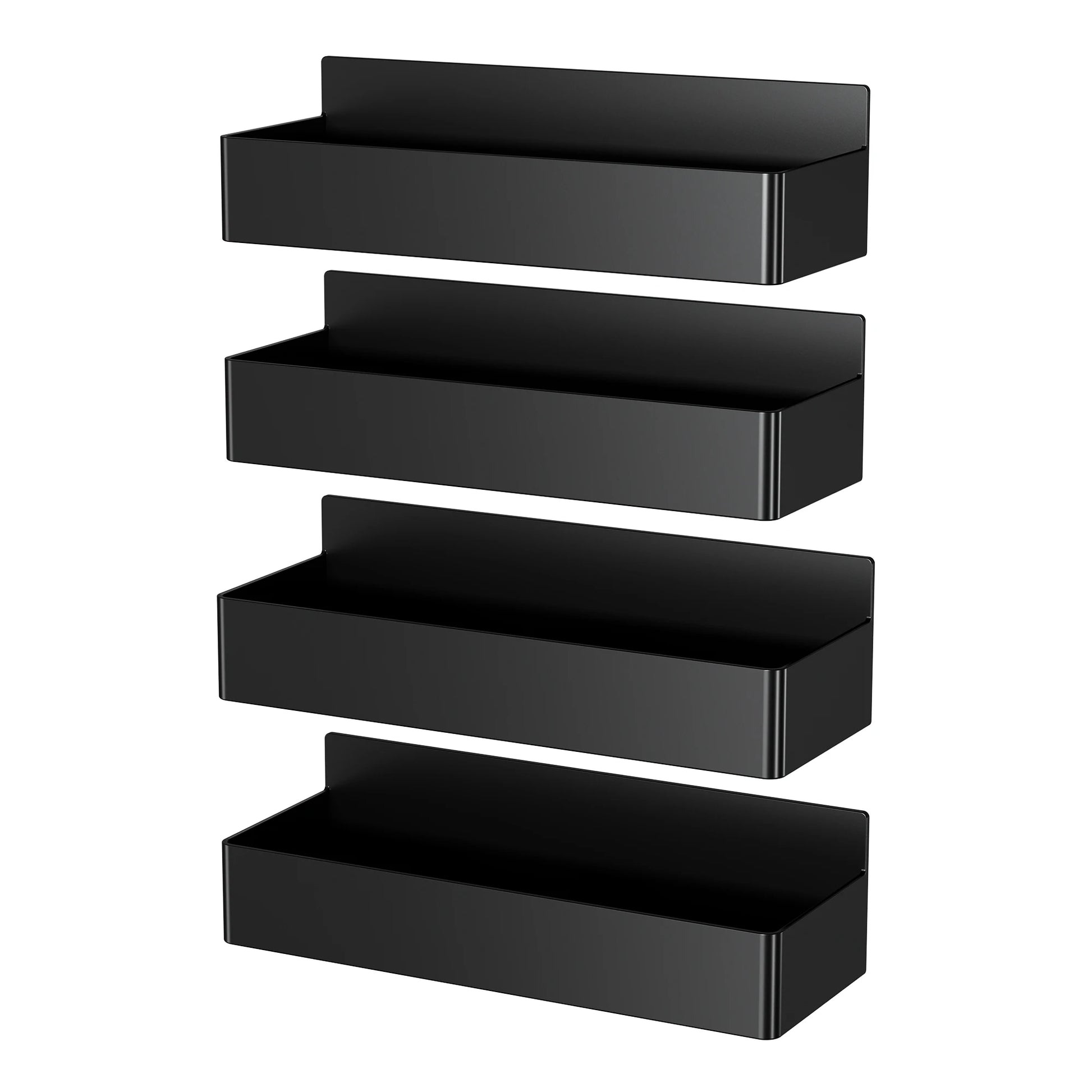 Organisateur Épices Magnétique pour Frigo – Pratique & Durable en métal noir avec quatre compartiments empilables