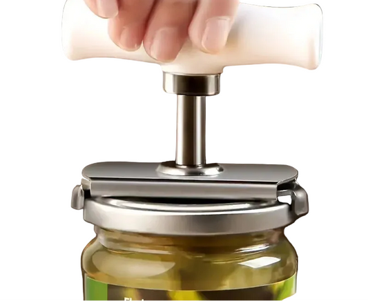 Ouvre-Boîte Inox Ergonomique avec poignée confortable pour unUsage facile des bocaux