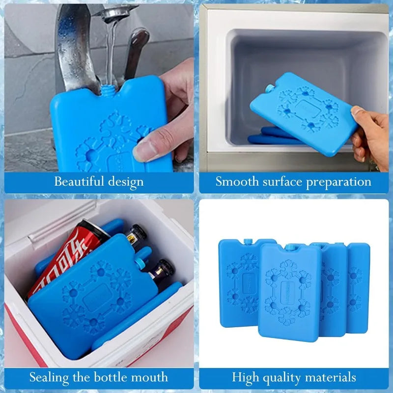 Pack de Glace Portable Réutilisable bleu avec design compact et surface lisse pour garder les boissons au frais