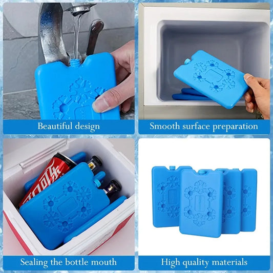 Pack de Glace Portable Réutilisable bleu avec design compact et surface lisse pour garder les boissons au frais