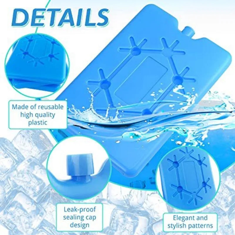 Pack de Glace Portable Réutilisable bleu avec bouchon étanche et motifs élégants pour ustensile de chef