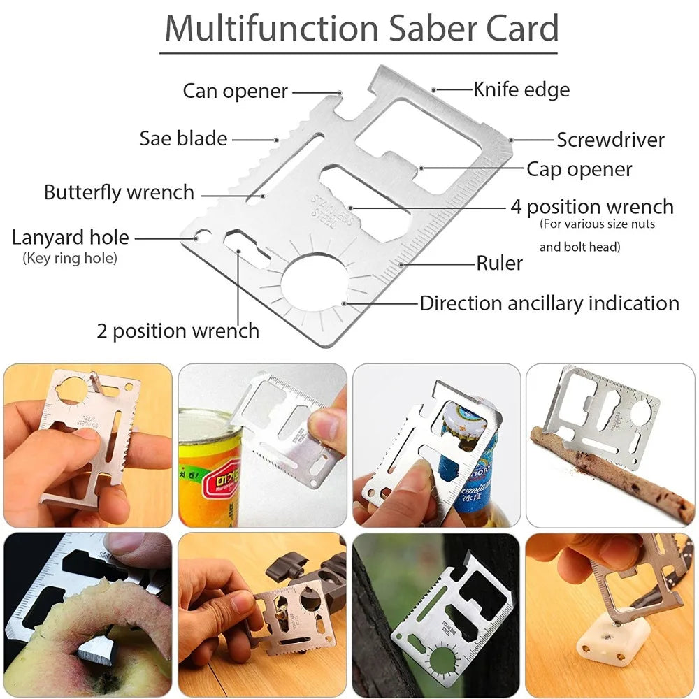 Pack Survie 72h – Kit Complet Famille 3-4 Pers carte multifonction pour ouverture et outils divers