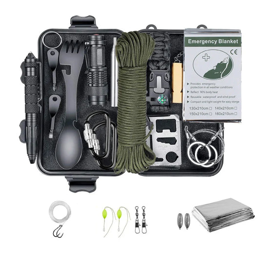 Pack Survie 72h – Kit Complet Famille 3-4 Pers avec outils de survie, couverture de survie et accessoires