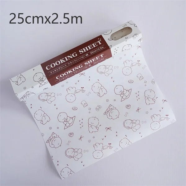 Papier Cuisson Antiadhésif 25 cm avec Découpe Facile rouleau avec motifs dessins d'animaux mignons