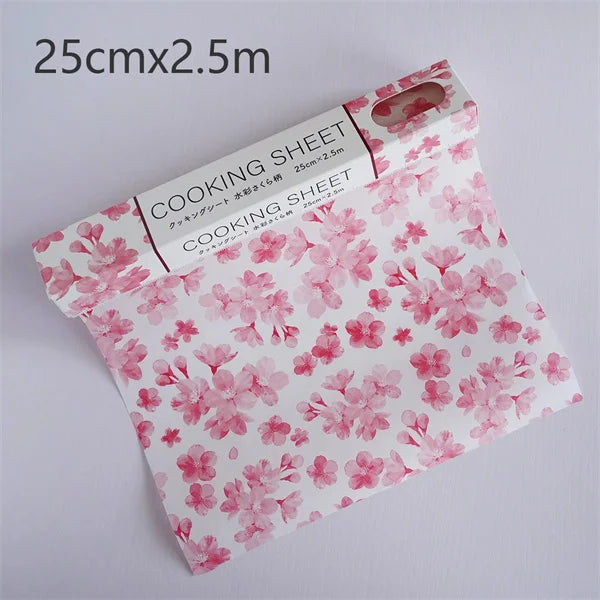 Papier Cuisson Antiadhésif 25 cm avec Découpe Facile à motif floral rose pour cuisine
