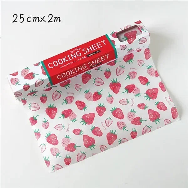 Papier Cuisson Antiadhésif 25 cm avec Découpe Facile motif fraises pour cuisson et pâtisserie