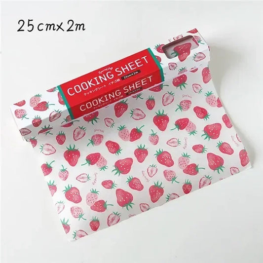 Papier Cuisson Antiadhésif 25 cm avec Découpe Facile motif fraises pour cuisson et pâtisserie