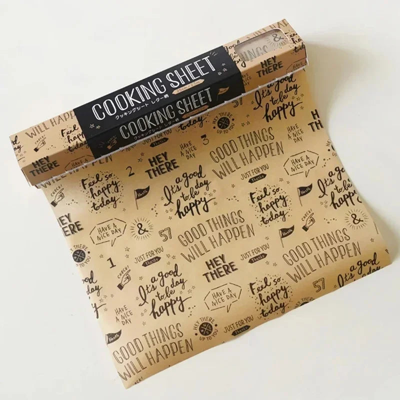 Papier Cuisson Antiadhésif 25 cm avec Découpe Facile de Ustensile de chef motif inspirant