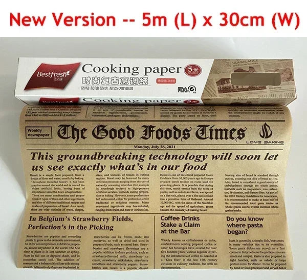 Papier Cuisson Antiadhésif 25 cm avec Découpe Facile rouleau de 5 mètres pour cuisson sans accroche