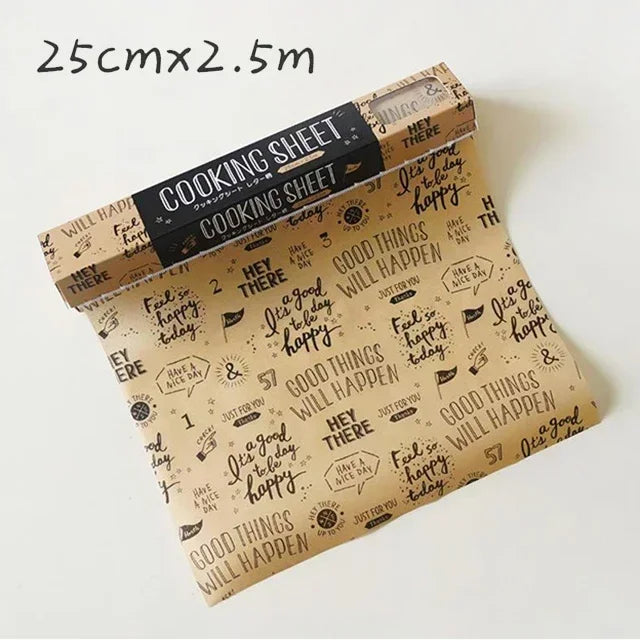 Papier Cuisson Antiadhésif 25 cm avec Découpe Facile rouleau kraft décoré motifs cuisine