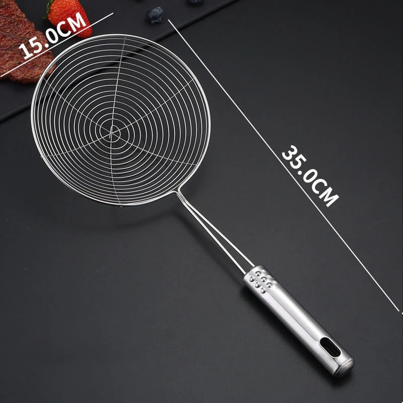 Passoire Inox Cuisine – Égouttoir et Filtre Multifonction en acier inoxydable avec manche long de 35 cm et tête de 15 cm