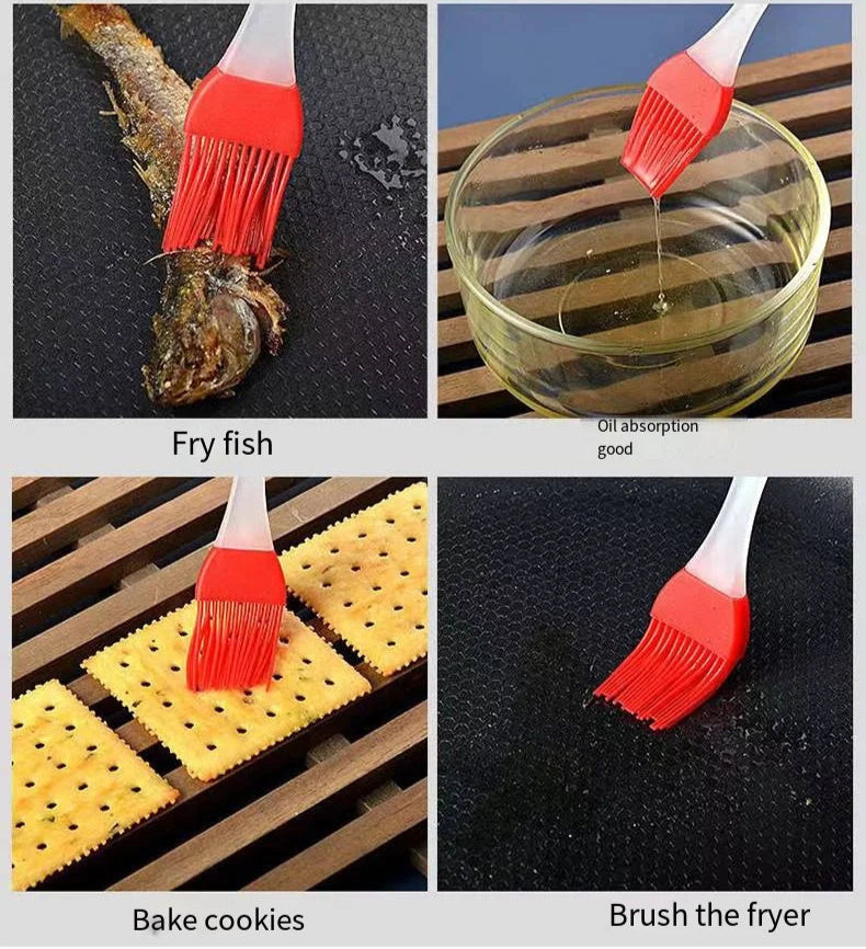 Pinceau de Cuisine en Silicone rouge utilisé pour badigeonner poisson, biscuits et friteuse avec huile
