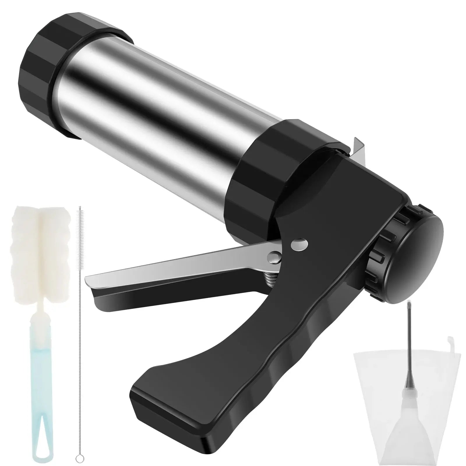 Pistolet à Pâtisserie Inox – Churros et Biscuits Maison Faciles avec accessoires de nettoyage