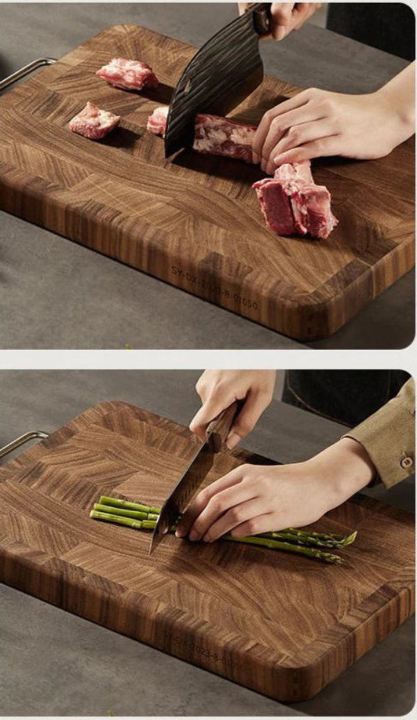 Planche à découper bois naturel – durable écologique design avec découpe de viande et asperges