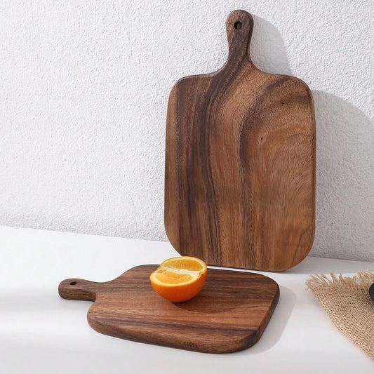 Planche à Découper en Bois avec Manche – Lot de 2, planches en bois élégantes pour préparation culinaire