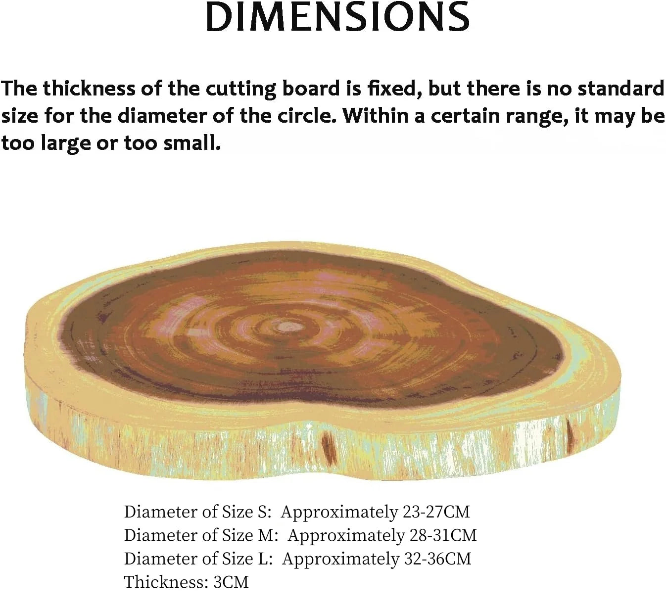 Planche Bois d’Acacia Naturel – Découpe & Présentation avec dimensions et épaisseur de 3 cm