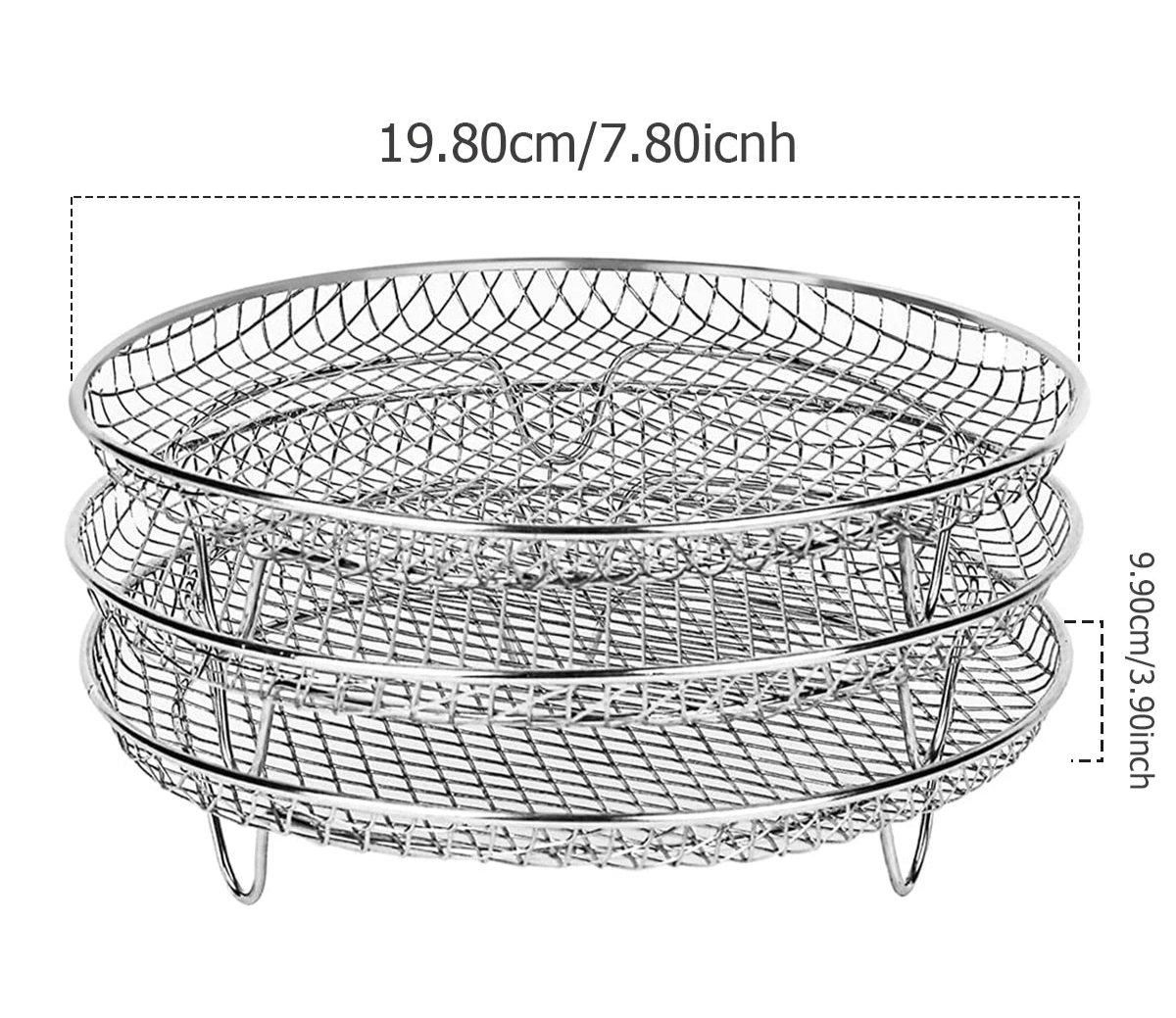Plaque de Cuisson Inox Antiadhésive – Pour Four & Air Fryer avec structure en grillage inox empilable
