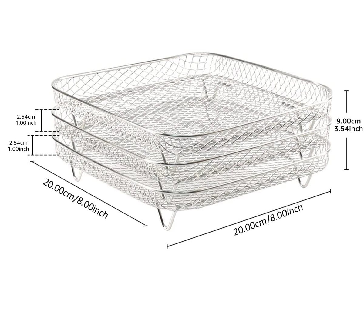 Plaque de Cuisson Inox Antiadhésive – Pour Four et Air Fryer en métal avec dimensions 20 cm sur 20 cm