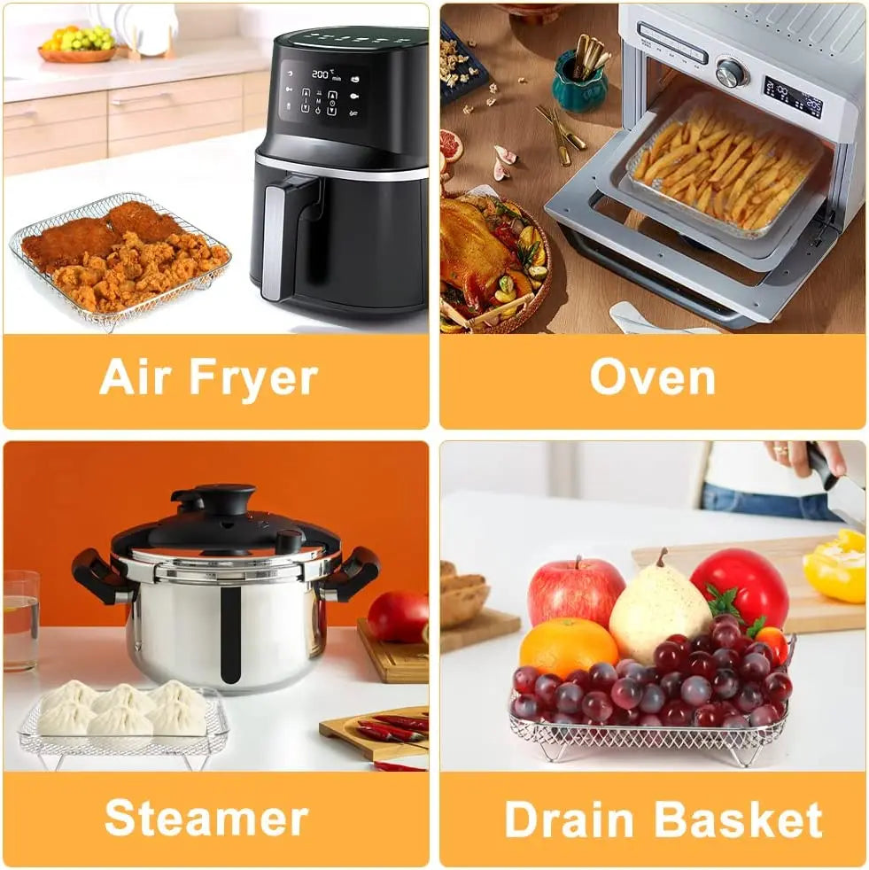Plaque de Cuisson Inox Antiadhésive – Pour Four Air Fryer utilisée dans air fryer four cuiseur vapeur et panier égouttoir